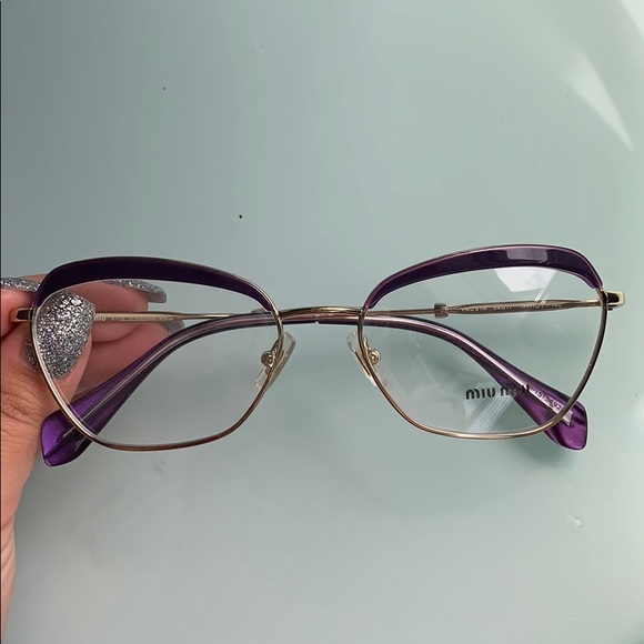 Miu Miu dark purple and gold prescription glasses - Picture 2 of 9